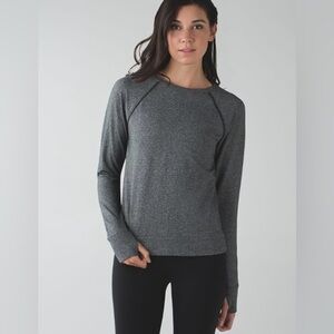 Lululemon Crew Love Pullover Heathered Speckled Black Long Sleeve Top Sz S-M